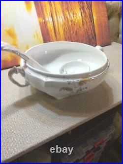 Antique 1880's Soup Tureen WithLid & Ladle 2 Twin, Smaller, Serving Dishes