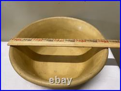 Antique 1900 Yellow Ware Pottery Mixing Batter Serving Bowl w Embossed Pattern