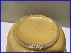 Antique 1900 Yellow Ware Pottery Mixing Batter Serving Bowl w Embossed Pattern