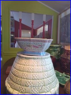 Antique 19th C Chinese Families Rose Square Bowl Turquoise KUILONG