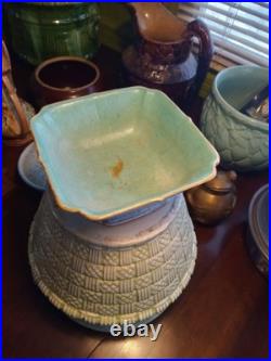 Antique 19th C Chinese Families Rose Square Bowl Turquoise KUILONG