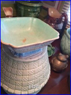 Antique 19th C Chinese Families Rose Square Bowl Turquoise KUILONG