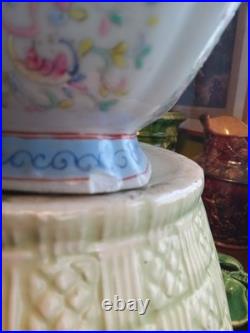 Antique 19th C Chinese Families Rose Square Bowl Turquoise KUILONG