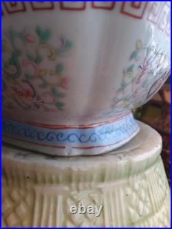 Antique 19th C Chinese Families Rose Square Bowl Turquoise KUILONG