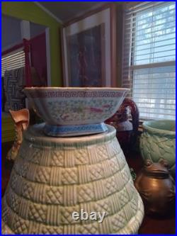 Antique 19th C Chinese Families Rose Square Bowl Turquoise KUILONG