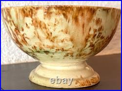 Antique 19th C Yellow ware Spongeware Footed Bowl Brown Spatter Pedestal Antique 19th C Yellow ware Spongeware Footed Bowl Brown Spatter Pedestal