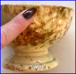 Antique 19th C Yellow ware Spongeware Footed Bowl Brown Spatter Pedestal Antique 19th C Yellow ware Spongeware Footed Bowl Brown Spatter Pedestal