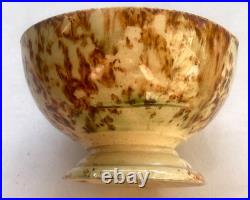 Antique 19th C Yellow ware Spongeware Footed Bowl Brown Spatter Pedestal Antique 19th C Yellow ware Spongeware Footed Bowl Brown Spatter Pedestal