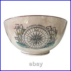 Antique Adams Pottery Maritime Transferware Punch Bowl Mariner's Compass