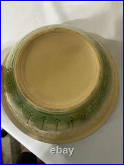 Antique American Cream & Green Hull Gothic Bowl Yellow Ware Set