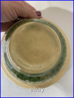 Antique American Cream & Green Hull Gothic Bowl Yellow Ware Set