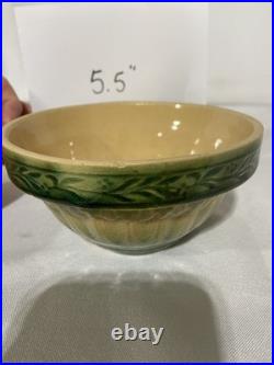 Antique American Cream & Green Hull Gothic Bowl Yellow Ware Set Antique American Cream & Green Hull Gothic Bowl Yellow Ware Set
