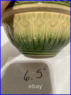 Antique American Cream & Green Hull Gothic Bowl Yellow Ware Set