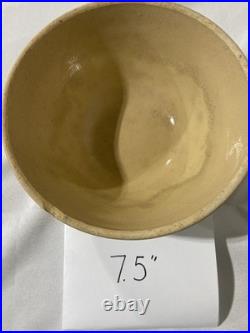 Antique American Cream & Green Hull Gothic Bowl Yellow Ware Set