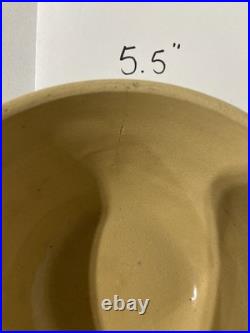 Antique American Cream & Green Hull Gothic Bowl Yellow Ware Set
