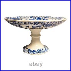 Antique BLUE ONION Porcelain Center Piece Pedestal Cake Serving Fruit Bowl