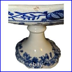 Antique BLUE ONION Porcelain Center Piece Pedestal Cake Serving Fruit Bowl