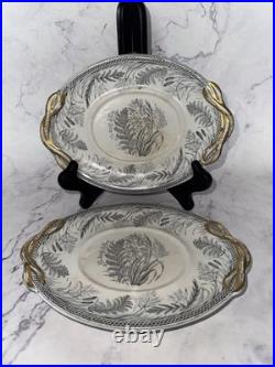 Antique B. & H DANISH FERN Black Ironstone Transferware Blakeman Henderson Trays