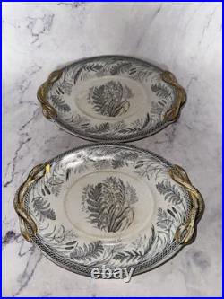Antique B. & H DANISH FERN Black Ironstone Transferware Blakeman Henderson Trays