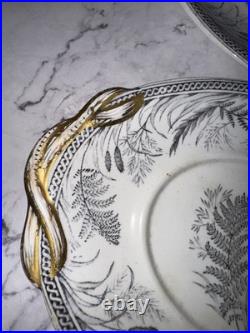 Antique B. & H DANISH FERN Black Ironstone Transferware Blakeman Henderson Trays