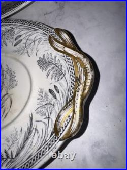 Antique B. & H DANISH FERN Black Ironstone Transferware Blakeman Henderson Trays
