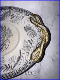Antique B. & H DANISH FERN Black Ironstone Transferware Blakeman Henderson Trays