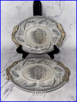 Antique B. & H DANISH FERN Black Ironstone Transferware Blakeman Henderson Trays