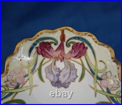 Antique Blakeman & Henderson Limoges Art Nouveau Bowl With Irises & Lotus 9 EUC
