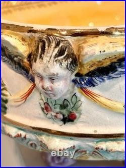 Antique Capodimonte Hand Painted Footed Oval Bowl 11.5/7