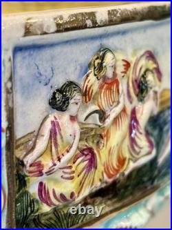 Antique Capodimonte Hand Painted Footed Oval Bowl 11.5/7