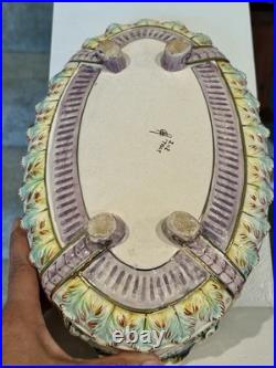 Antique Capodimonte Hand Painted Footed Oval Bowl 11.5/7