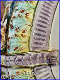 Antique Capodimonte Hand Painted Footed Oval Bowl 11.5/7