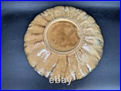 Antique Early 1900's Fulper Pottery Flambe Low Console Scalloped Bowl Arts Craft