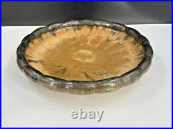 Antique Early 1900's Fulper Pottery Flambe Low Console Scalloped Bowl Arts Craft