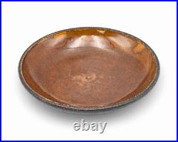 Antique Early Red Ware Coggled Edge-Deep Dish Bowl Hand Painted