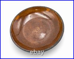 Antique Early Red Ware Coggled Edge-Deep Dish Bowl Hand Painted
