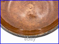 Antique Early Red Ware Coggled Edge-Deep Dish Bowl Hand Painted