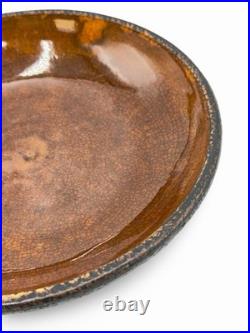 Antique Early Red Ware Coggled Edge-Deep Dish Bowl Hand Painted