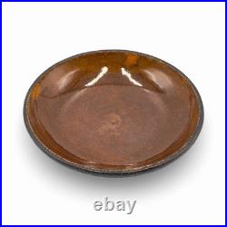 Antique Early Red Ware Coggled Edge-Deep Dish Bowl Hand Painted