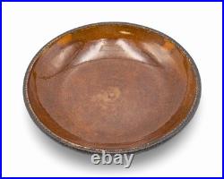 Antique Early Red Ware Coggled Edge-Deep Dish Bowl Hand Painted