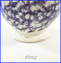 Antique English Purple & Blue Spatterware Sponged Sugar Bowl with Lid