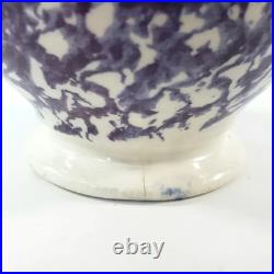 Antique English Purple & Blue Spatterware Sponged Sugar Bowl with Lid