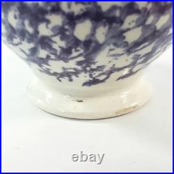 Antique English Purple & Blue Spatterware Sponged Sugar Bowl with Lid