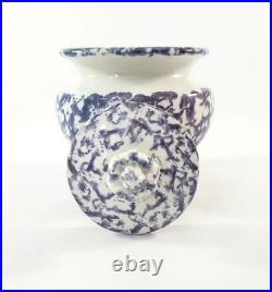 Antique English Purple & Blue Spatterware Sponged Sugar Bowl with Lid