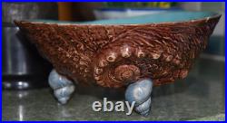 Antique English Reg. 1880's Mark HOLDCROFT Majolica Pottery Conch Shell Bowl 12 Antique English Reg. 1880's Mark HOLDCROFT Majolica Pottery Conch Shell Bowl 12
