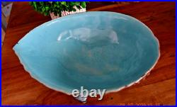 Antique English Reg. 1880's Mark HOLDCROFT Majolica Pottery Conch Shell Bowl 12