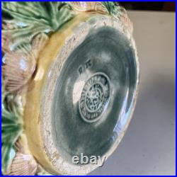 Antique Etruscan SHELL & SEAWEED Majolica Bowl By Griffin Smith & Hill 8.25 Lg