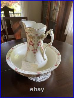 Antique F. Winkle Co. Colonial Pottery Taunton Pitcher & Bowl Set England