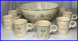 Antique Fiesta Homer Laughlin Tom And Jerry Large Footed Punch Bowl And 10 Cups