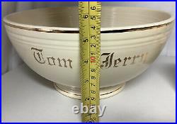 Antique Fiesta Homer Laughlin Tom And Jerry Large Footed Punch Bowl And 10 Cups
